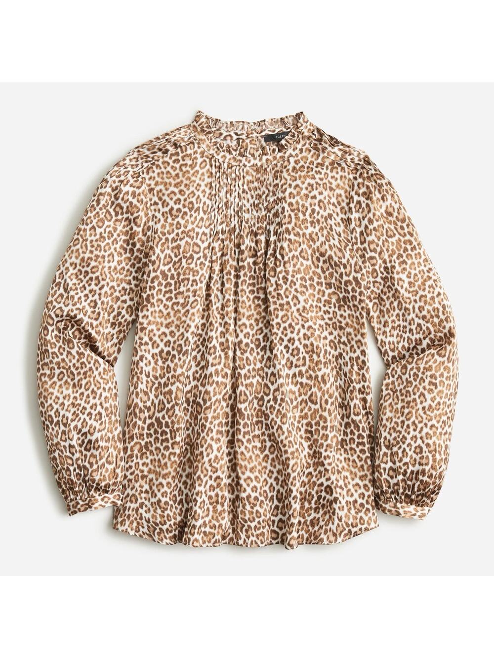 J Crew Ruffleneck Drapey Top Leopard Preppy Office Dinner Event NEW Womens XS